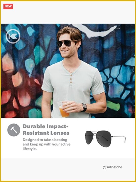 Polarized Aviator Sunglasses with UV400 Protection, Metal Frame